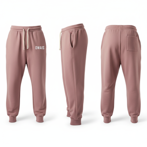 Pantalon de jogging décontracté en molleton violet pour homme Owais avec taille élastique, cordon de serrage et poches – Idéal pour l'automne - Product Image 3