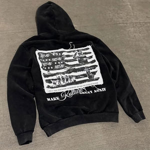 Sudadera con Capucha Personalizada para Hombre, de Alta Calidad, Estilo Desgastado, Ligeramente Lavada, con Parches Bordados, 100% Algodón, para Invierno - Product Image 6