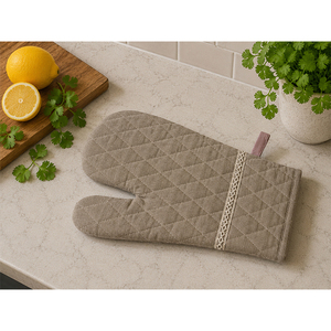 Quilted Cotton Oven Mitt Heat Resistant Washable Kitchen <b>Baking</b> Glove Lace Trim Dishwasher Safe - Product Image 3