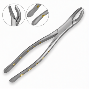 Forceps d'extraction dentaire universels en acier inoxydable # 17 instruments chirurgicaux ergonomiques à poignée en python creux doré pour molaires inférieures - Product Image 2