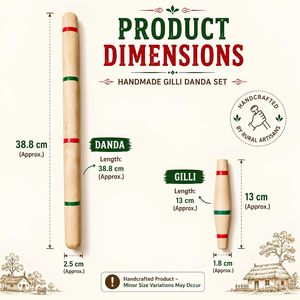 Jeu de Gili Danda en bois plus doux pour enfants et adultes |   Sport de plein air traditionnel indien en bois naturel fait main |   Desi Village Str - Product Image 4