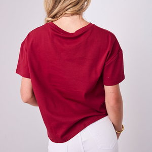 T-shirt décontracté pour femme de haute qualité, écologique, respirant, brodé, col rond, manches courtes, pour l'été - Product Image 4