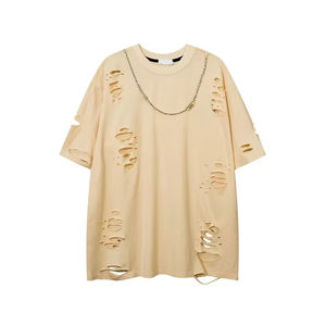 T-shirt Homme 2026 Nouvelle Collection – Col Montant, Manches Courtes, Coupe Boxy, Épaules Tombantes, Effet Vieilli et Délavé à l'Acide - Product Image 4