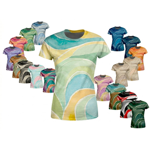 T-shirts à manches courtes imprimés sur toute la surface, design personnalisé, fitness, décontractés, respirants, pour la gym, légers et confortables - Product Image 1