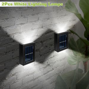 2 luci solari bianche per esterni, impermeabili, con 2 LED e sensore, per recinzioni, scale, patio, giardino, illuminazione esterna, lampade da parete. - Product Image 4