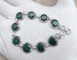 Pulsera de Plata de Ley 925 con Esmeralda Facetada, Gema Verde Natural, Hecha a Mano, Certificada por IGI, Joyería Minimalista al por Mayor - Product Image 5