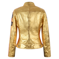 Veste de moto pour femme en cuir d'agneau véritable Sizma 100% personnalisée, fermeture éclair YKK or/argent, logo personnalisé, marque privée