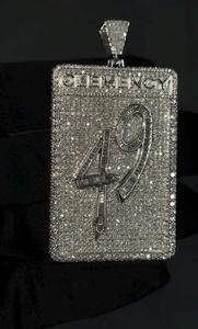 Pendentif de luxe pour homme en moissanite, plaque personnalisée avec lettre, numéro porte-bonheur, nom, initiale hip-hop glacée, en argent 925 certifié - Product Image 3