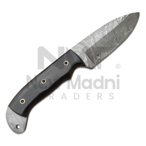 Couteau de chasse en acier Damas, lame à pointe tombante, manche en Micarta, couteau à lame fixe fait main, couteaux de survie en plein air à vendre - Product Image 1
