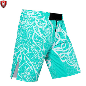 Pantalones Cortos de Entrenamiento de MMA para Hombre, Cintura Elástica con Cordón, Secado Rápido, Estampados, de Poliéster/Algodón, para Grappling y Kick Boxing - Product Image 2