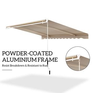 Tenda da Sole Retrattile Manuale Beige 13FT X 8FT, Design Durevole, Lunghezza Regolabile, Bracci Pieghevoli, Max 5m 3m - Product Image 6