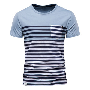 Camiseta de Punto para Hombre, Cuello Redondo, Manga Corta, Color Azul Claro, Corte Regular, Estilo Casual, Diseño Liso - Product Image 3
