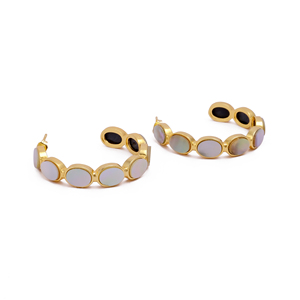 Pendientes de Aro de Latón con Madreperla, Estilo Boho, Chapados en Oro, Hechos a Mano, Joyería Circular para Mujer, Regalo - Product Image 4