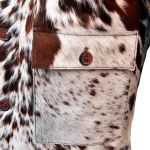 Chaqueta de cuero con estampado de vaca para hombre, estilo occidental, con cremallera frontal completa y textura de piel natural, modelo 2026. - Product Image 6