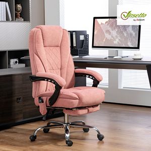 Sedia da massaggio regolabile in altezza e schienale rosa con funzioni di riscaldamento e vibrazione a 6 punti più poggiapiedi - Product Image 2