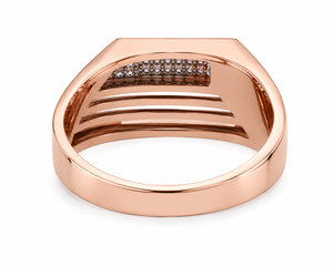 18K Rose Gold Diamond Geometric Signet <b>Ring</b> for Men High Polish Contemporary Luxury Wedding Party Daily Wear Gift Fine Jewelry - Product Image 5