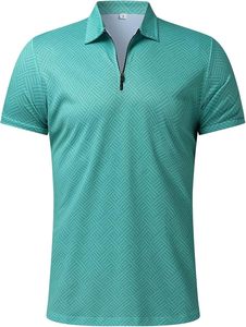Ensemble chemise polo et short pour homme, en tricot brodé turquoise uni, respirant, pour l'été, tenue formelle - Product Image 2