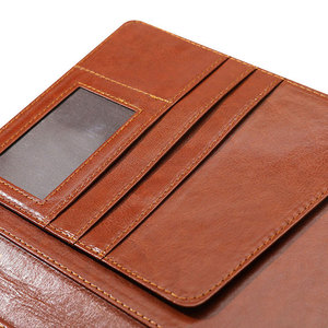 Carpeta de cuero para bloc de notas con soporte para bolígrafo y ranuras para tarjetas, organizador de negocios marrón - Product Image 5