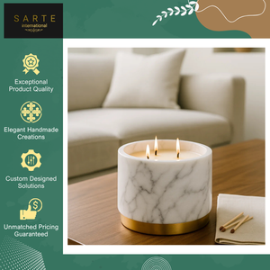 Affordable Price Top Quality Natural <b>Marble</b> <b>Candle</b> Jar with Gold Rim Base Elegant Empty Holder for Luxury Home Decor Use - Product Image 4