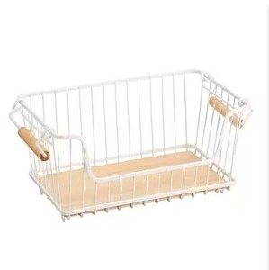 Panier à fruits en fil métallique tendance, haut, noir, cylindrique, en maille métallique, bac utilitaire avec poignées pour rangement de garde-manger - Product Image 2