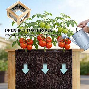 Jardinière surélevée en bois avec cadre grillagé, bac à fleurs en bois naturel pour la plantation - Product Image 4