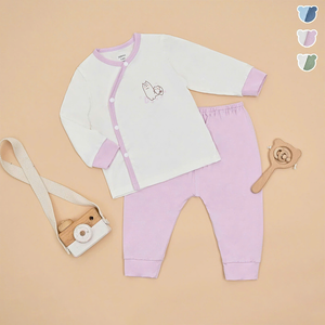 Conjunto de Ropa para Bebé Estilo Dibujos Animados, Manga Larga, Un Solo Botón, Tejido Ventilado de Bambú y Spandex, Unisex, para las Cuatro Estaciones - Product Image 5