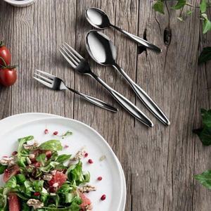 Nuevo brillante mango grueso de Metal personalizado Acero inoxidable plata real níquel cubiertos cuchara tenedor y cuchillo juego de cubiertos - Product Image 1