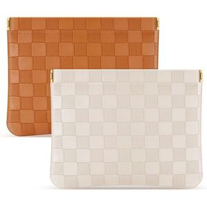 2 pezzi di borse cosmetiche portatili in pelle per donna, borsetta a quadretti con portamonete e porta rossetto - Product Image 1