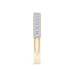 Luxury <b>Emerald</b> Cut Lab Grown Diamond Half Eternity Wedding Band Stackable Anniversary <b>Ring</b> in 10K 14K 18K Gold 925 935 <b>Silver</b> - Product Image 2