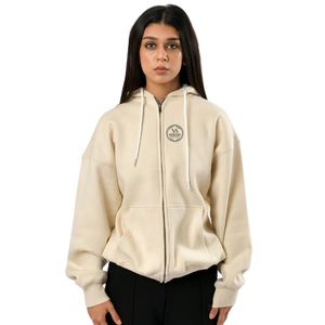 Sudadera con capucha unisex con cremallera de color amarillo claro para mujer, sudadera informal con cremallera completa, chaqueta con capucha extragrande y cómoda para ropa urbana - Product Image 1