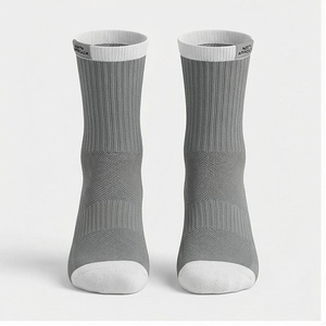 Crew <b>Socks</b> Gray Breathable Running <b>Socks</b> for Adults Summer Season Spandex <b>Polyester</b> Knitted Style - Product Image 1