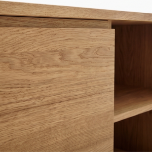 Meuble TV Minimaliste en Bois Massif, Meuble de Rangement Autonome en Chêne pour Salon - Product Image 3