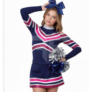 Uniformes de porristas personalizados para equipos de secundaria con pedrería, impresión por sublimación, ropa de animadoras - Product Image 4