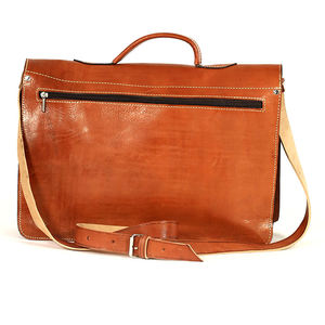 Sac messager unisexe en cuir véritable rouge vintage élégant Biyadina, forme oreiller, fait main, motif uni de qualité supérieure, fermeture éclair - Product Image 3