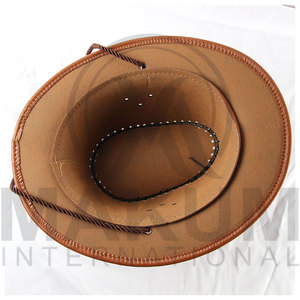 Chapeaux de cowboy unisexes à large bord arrondi en cuir de vachette, pour l'automne et l'hiver, pour la pêche en plein air, l'équitation, chapeau réglable pour hommes et femmes - Product Image 5