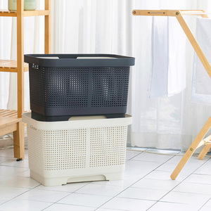[LIFIST] Panier à linge pliable - 35L - Bac de rangement multi-usages pliable avec poignées (Ivoire / Gris foncé) - Product Image 5