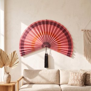 Ventilateur mural en bambou fait main personnalisé, ventilateur décoratif suspendu, art mural pour décoration intérieure de style côtier bohème farmhouse Kingcraftviet - Product Image 5