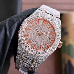 Montre de luxe automatique en acier inoxydable avec quartz et moissanite glacée, 43 mm, style décontracté, fournie directement par l'usine - Product Image 1