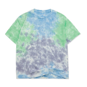T-shirt à manches courtes tie-dye pour homme, col rond, coupe classique, tricoté, décontracté, avec motif tie-dye bleu, rose, jaune - Product Image 4