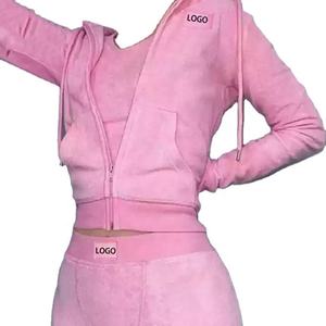 2024 ensemble de vêtements de détente personnalisé confortable bambou Modal coton côtelé vêtements de salon gilet court sweat-shirt pantalon deux 2 pièces ensemble pour les femmes - Product Image 4