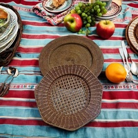 Assiettes de service en bambou de haute qualité, faites à la main, peintes à la main, style zen asiatique, non toxiques, écologiques pour les mariages, quantité minimale de commande >10