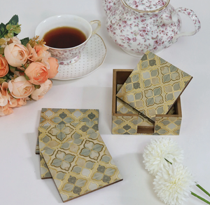 Modern Blue Abstract Wooden Coasters Square Shape Handmade Finished High Quality Table Organizer <b>Placemats</b> - Product Image 6