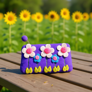 Pochette élégante en feutre pour femme avec motif tournesol - Product Image 3
