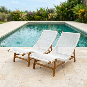 Chaise longue d'extérieur en teck, chaise longue de piscine, chaise longue de jardin, mobilier de resort, hôtel, villa, fabricant de meubles en Indonésie - Product Image 1