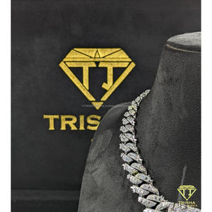 Modern Lab Grown Diamond Cuban <b>Necklace</b> for Men Luxury <b>Statement</b> Hip Hop Chain with Brilliant Sparkle By Trisha Jewels - Product Image 3