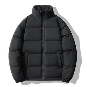 Men Solid Color Puffer <b>Jacket</b> Waterproof Windproof Bamboo Lining Polyester Wadding Winter Casual Zipper Front Hooded Quilted - Product Image 4