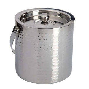 Hot Sale Ice Bucket Insulated Double Walled <b>Drink</b> Cooler Stainless Steel Party <b>Drink</b> Chiller Hammered Silver Finished - Product Image 3