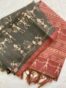 Sari indien de créateur en soie Tusshar, best-seller, avec broderie Jari fantaisie, style ethnique, le plus tendance, export, avec blouse, boutique exclusive - Product Image 2