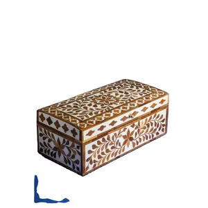 Boîte de rangement de décoration de mariage de luxe avec incrustation d'os, boîte à bijoux de taille Standard pour ranger un ensemble de colliers et de bracelets