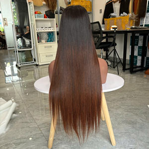 วิกผมสีน้ำตาลช็อกโกแลต แบบยาวตรง ไฮไลท์สีบลอนด์ออมเบร ทนความร้อนได้ - Product Image 4